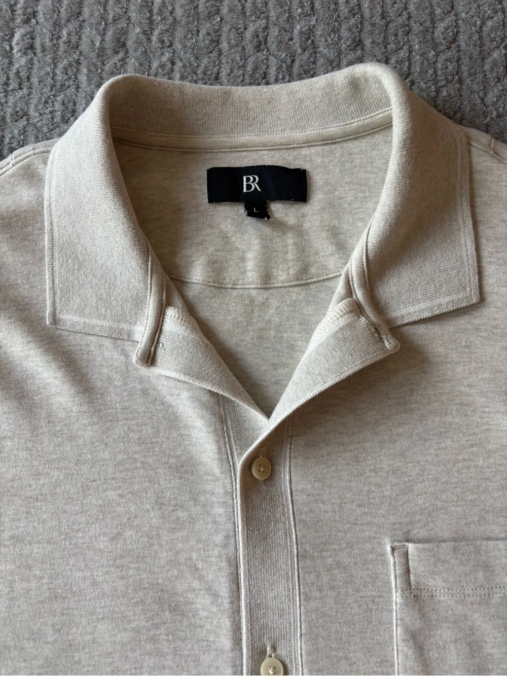 Banana Republic Cream Short-Sleeve Button-Front Casual Shirt